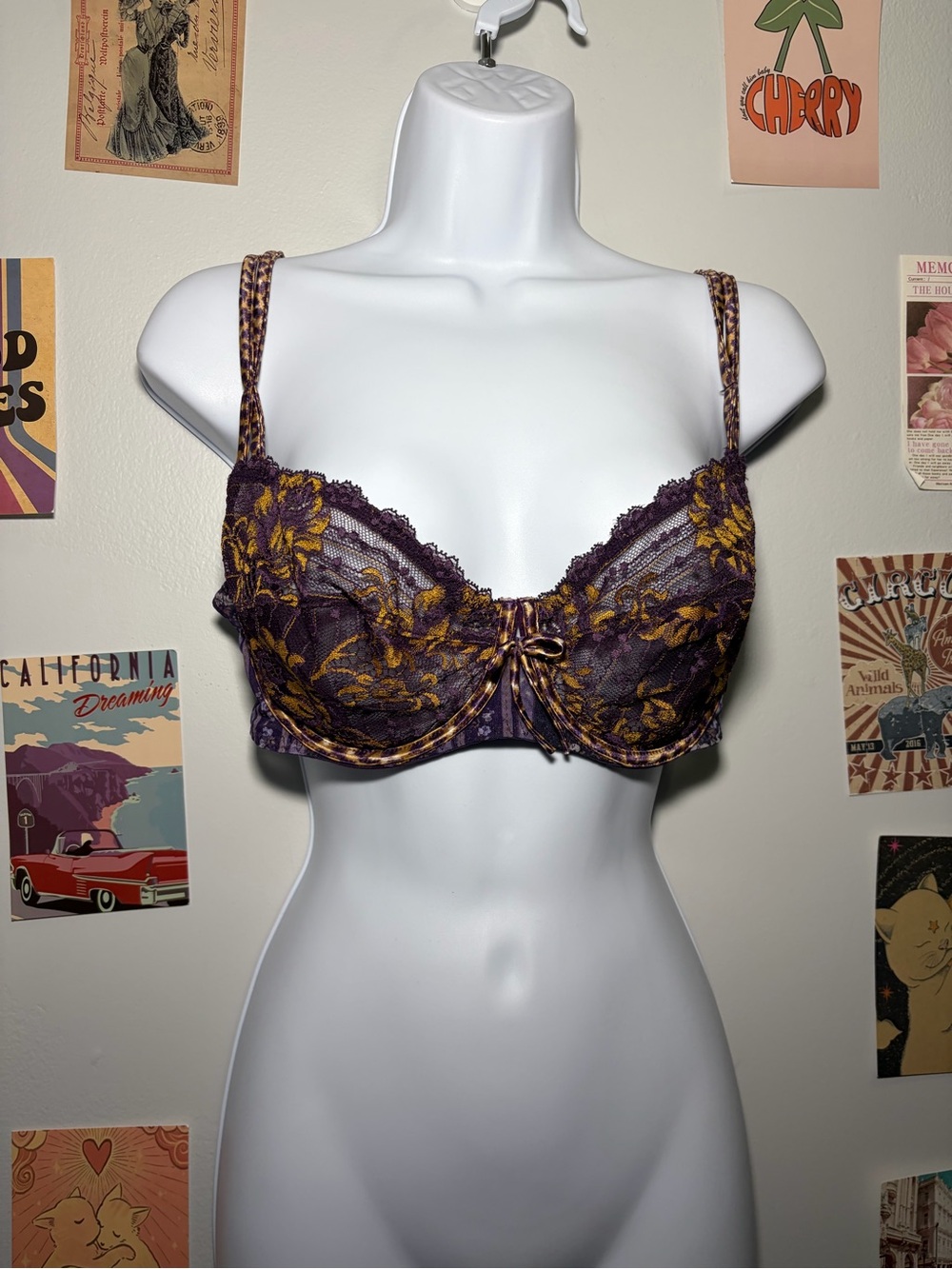 Aubade Purple and Gold Lace Underwire Bra